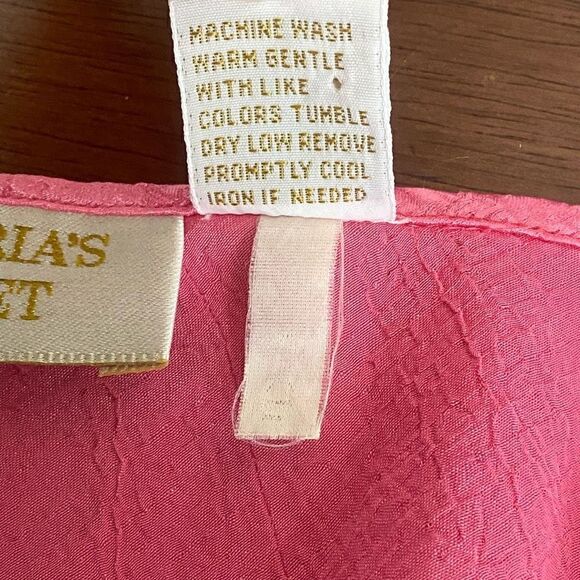 Vintage Victoria’s Secret Cami Crinkle Satin Pink Tank Top Gold Label Adjustable - Picture 5 of 11